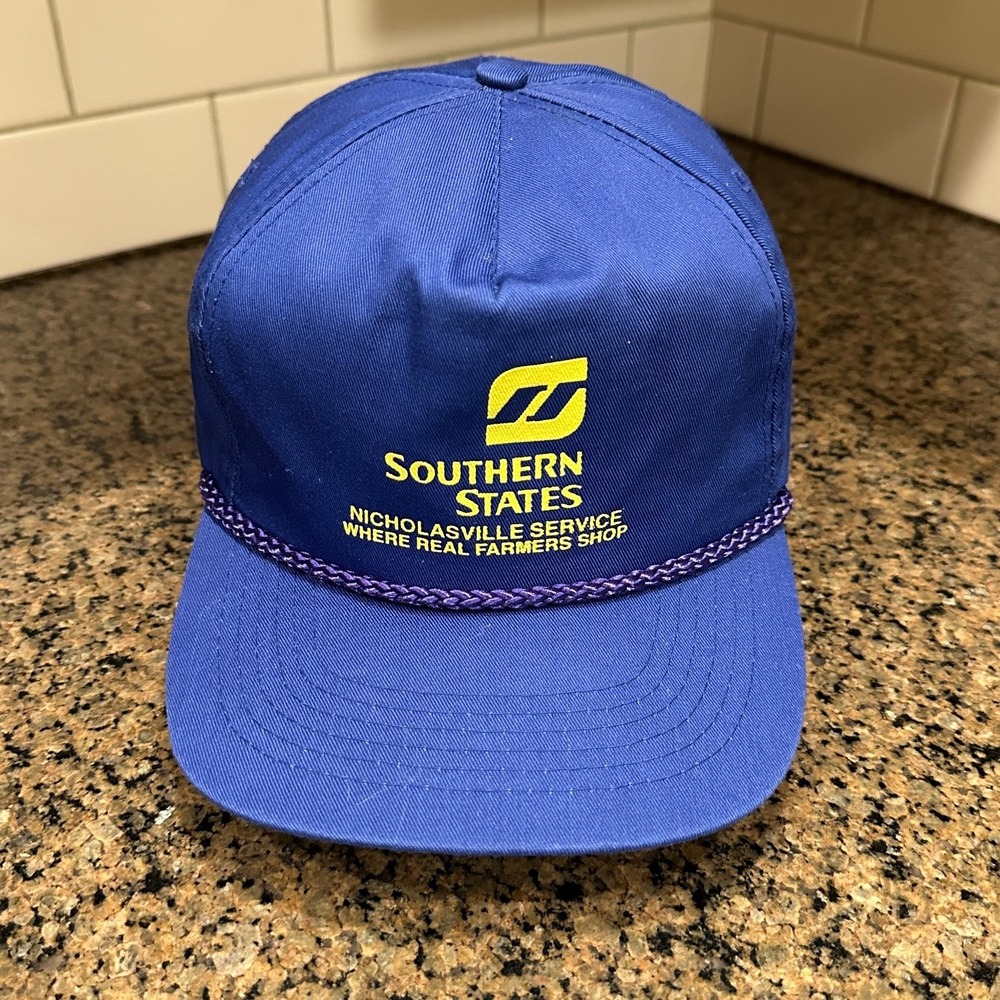 Vtg Southern States Nicholasville Ky CAMEO Rope Hat Blue Snapback
